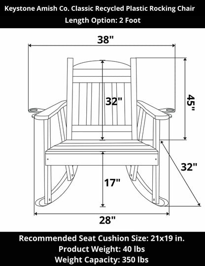 Keystone Amish Co. Classic Recycled Plastic Rocking Chair | Plow & Hearth