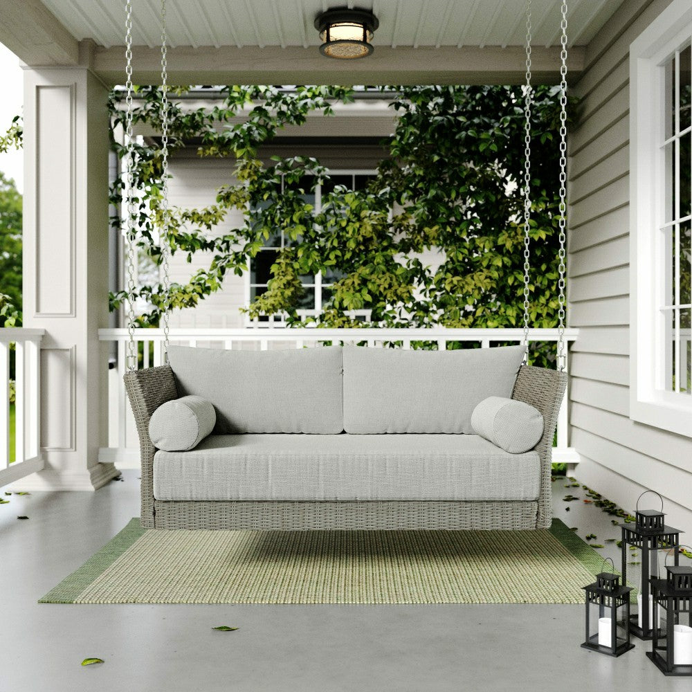 Sonoma Wicker Daybed Porch Swing With Cushions | Plow & Hearth