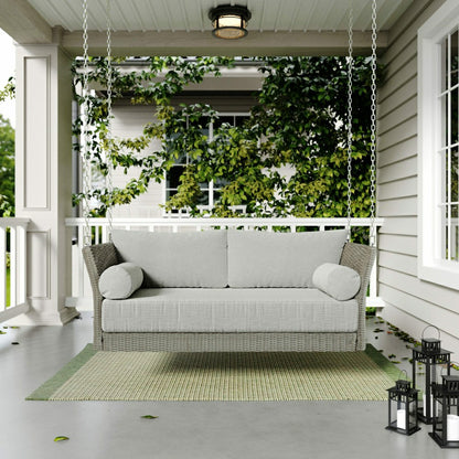 Sonoma Wicker Daybed Porch Swing With Cushions | Plow & Hearth