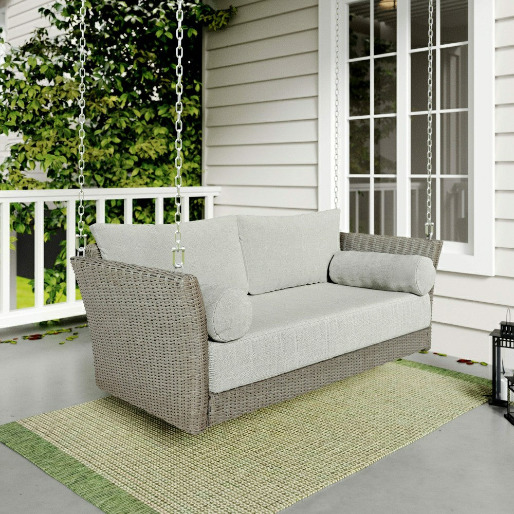 Sonoma Wicker Daybed Porch Swing With Cushions | Plow & Hearth