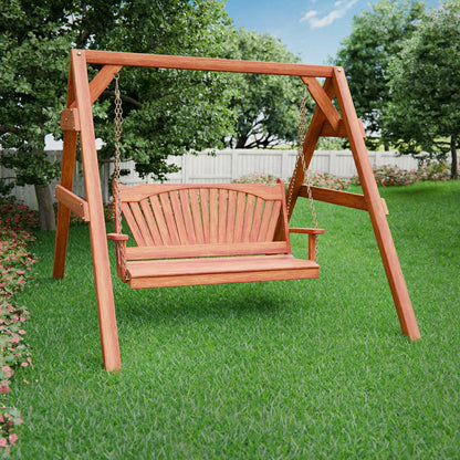 Keystone Amish Co. Sunburst Red Cedar Swing & Stand Set | Plow & Hearth