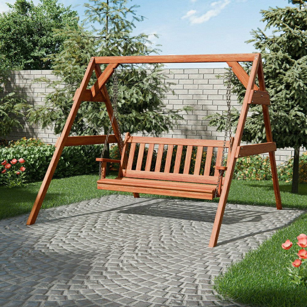 Keystone Amish Co. Franklin Red Cedar Swing & Stand Set | Plow & Hearth