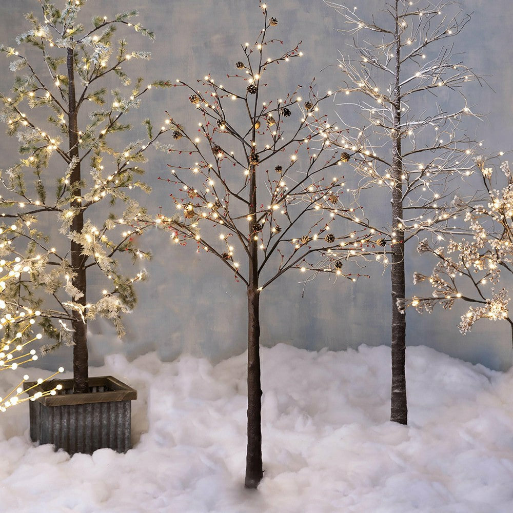 4'H Indoor/Outdoor Silver Metallic Tree with 112 Lights | Plow & Hearth