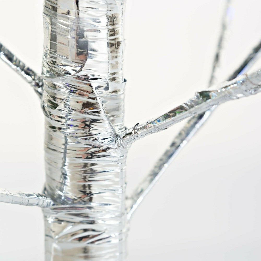 4'H Indoor/Outdoor Silver Metallic Tree with 112 Lights | Plow & Hearth