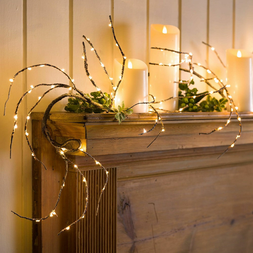 Indoor/Outdoor Birch Garland with 165 Micro LED Lights, 5'L | Plow & Hearth