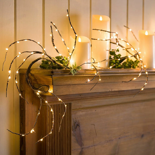 Indoor/Outdoor Birch Garland with 165 Micro LED Lights, 5'L | Plow & Hearth