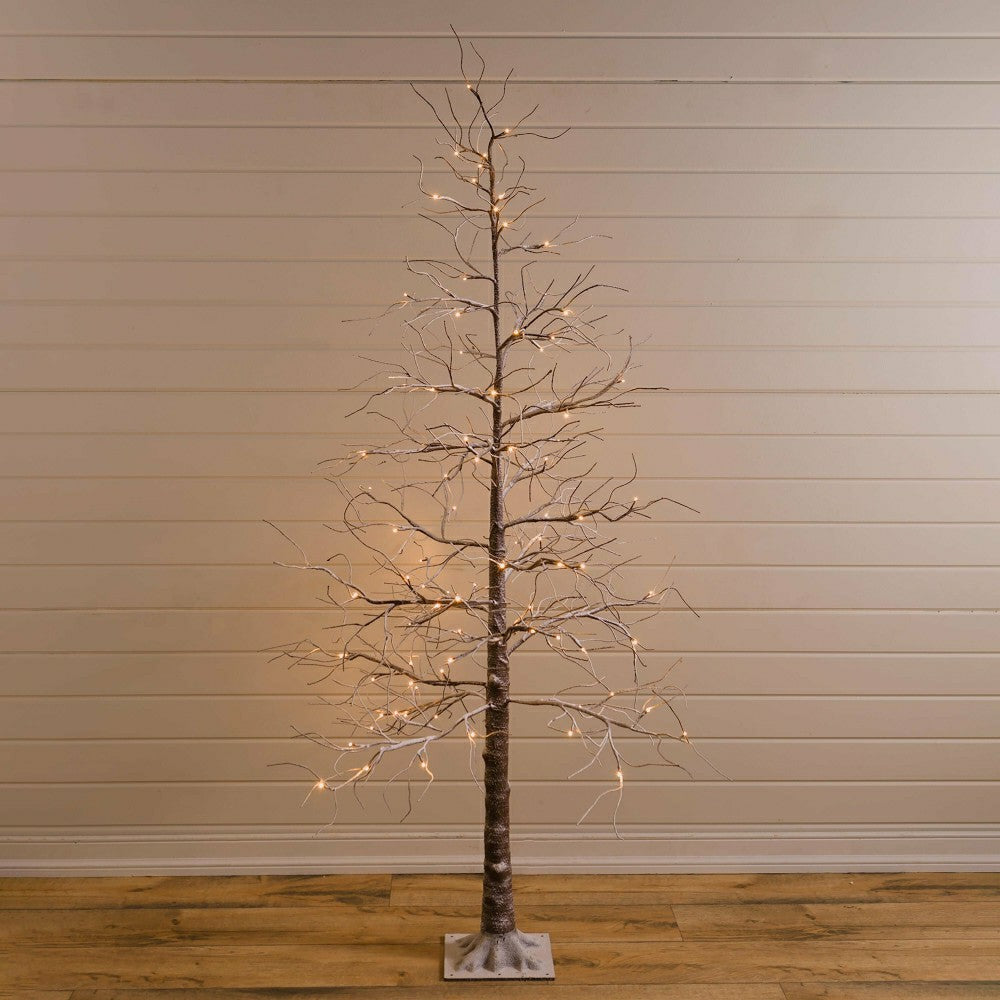 Medium Indoor/Outdoor Snowy Lighted Tree, 6'H with 98 Lights | Plow & Hearth
