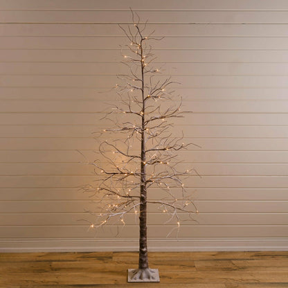 Medium Indoor/Outdoor Snowy Lighted Tree, 6'H with 98 Lights | Plow & Hearth