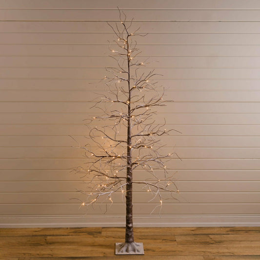 Medium Indoor/Outdoor Snowy Lighted Tree, 6'H with 98 Lights | Plow & Hearth