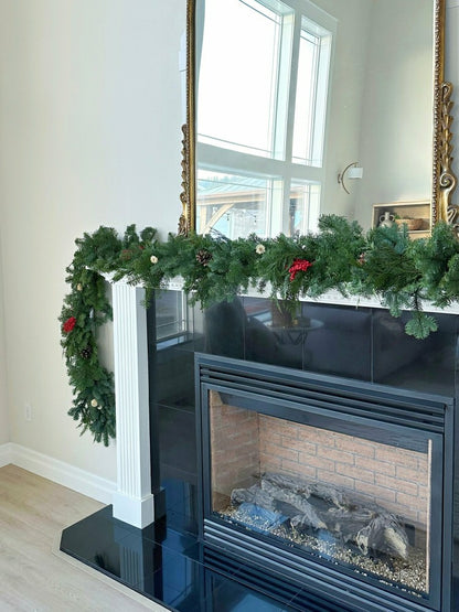 Noble Fir and Red Berries Fresh Garland, 6' | Plow & Hearth