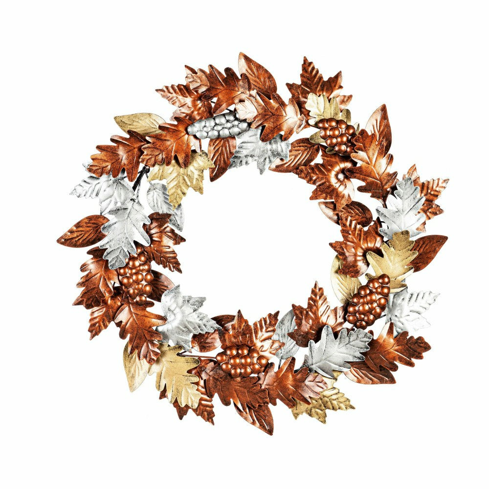 Metal Wall Décor Leaves Wreath | Plow & Hearth