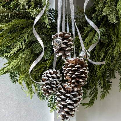 Noble Fir and Pinecone Fresh Wreath with Bells, 20" | Plow & Hearth