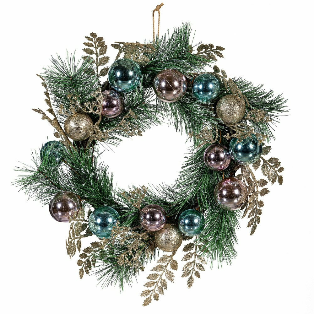 Season to Sparkle Wreath Artificial with Ornaments, 24"H | Plow & Hearth