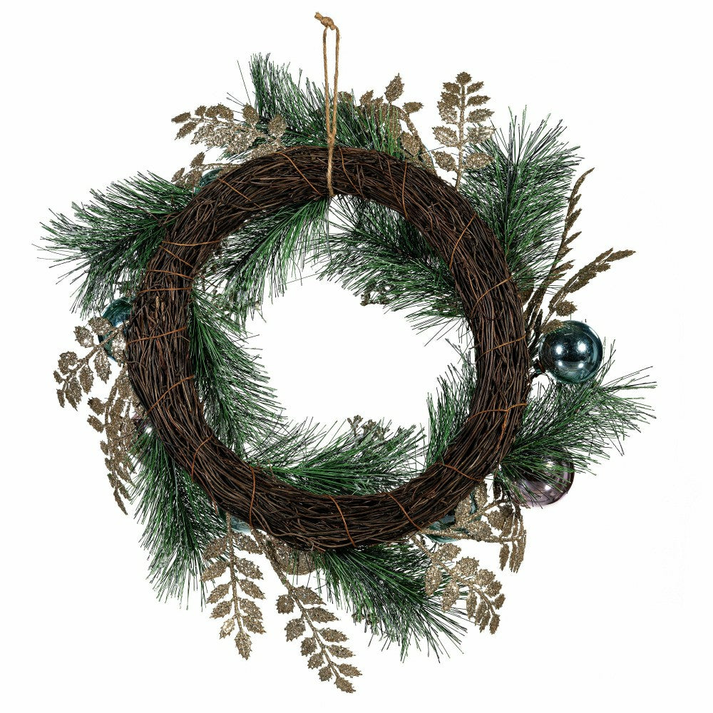 Season to Sparkle Wreath Artificial with Ornaments, 24"H | Plow & Hearth
