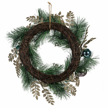 Season to Sparkle Wreath Artificial with Ornaments, 24"H | Plow & Hearth