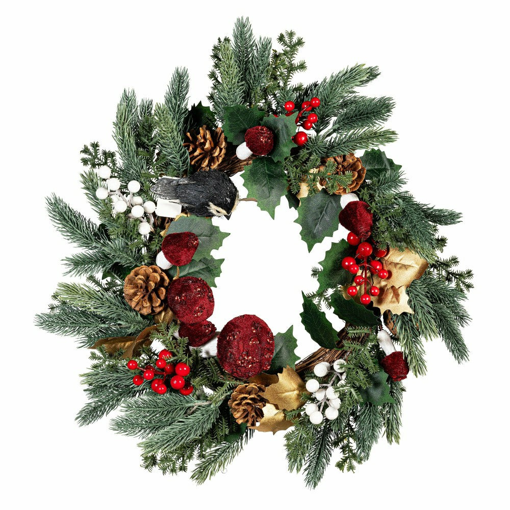 Winter Grove Wreath Artificial with Pine Cone and Berry, 20” | Plow & Hearth