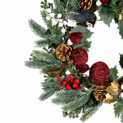 Winter Grove Wreath Artificial with Pine Cone and Berry, 20” | Plow & Hearth