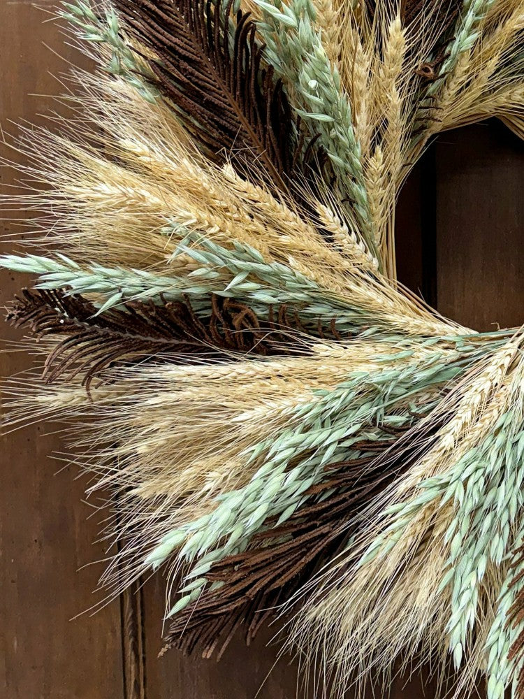 Blond Wheat and Fern Fonds Dried Wreath | Plow & Hearth
