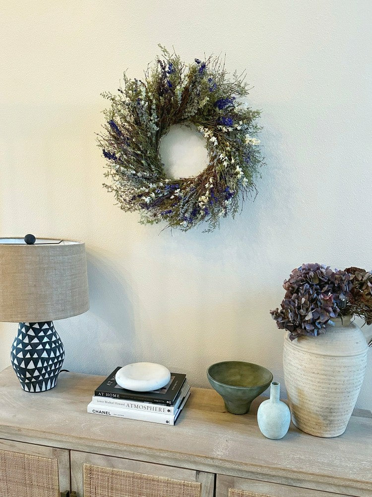 Lavender and Quail Brush Floral Dried Wreath | Plow & Hearth