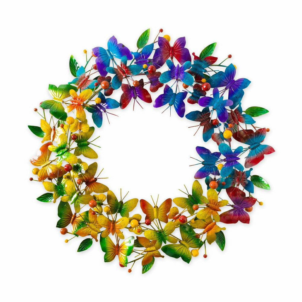 Metal Butterfly Rainbow Wreath | Plow & Hearth