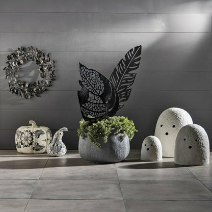 Recycled Metal Black Floral Leaf Wreath | Plow & Hearth
