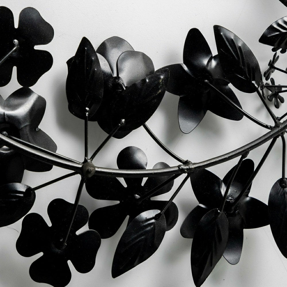 Recycled Metal Black Floral Leaf Wreath | Plow & Hearth
