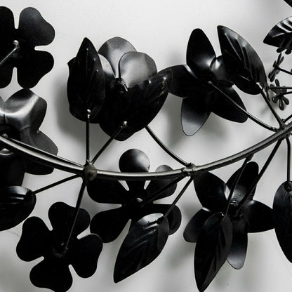 Recycled Metal Black Floral Leaf Wreath | Plow & Hearth