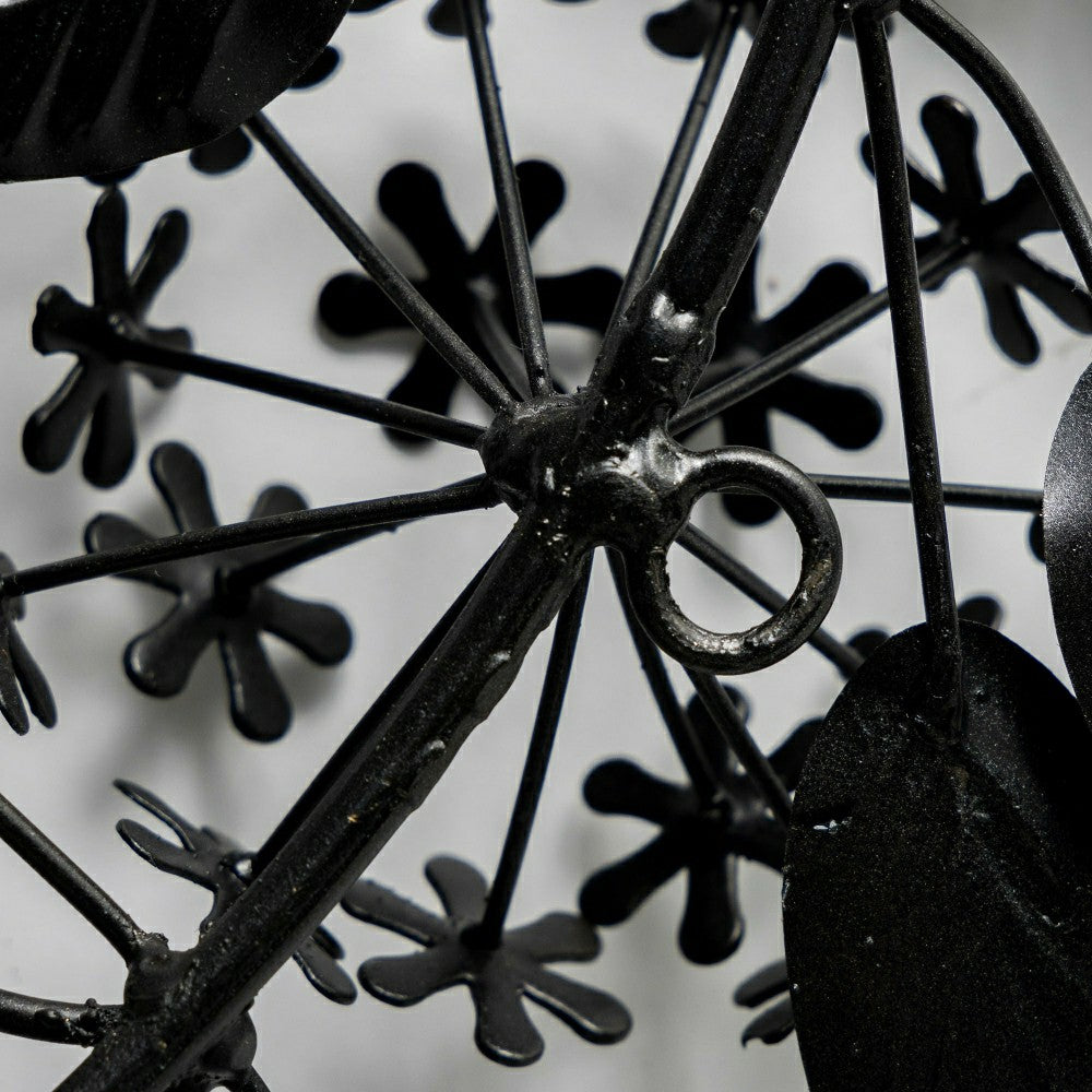 Recycled Metal Black Floral Leaf Wreath | Plow & Hearth