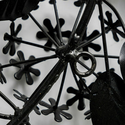 Recycled Metal Black Floral Leaf Wreath | Plow & Hearth