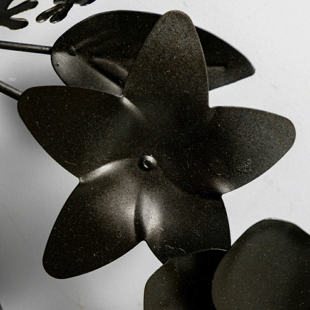 Recycled Metal Black Floral Leaf Wreath | Plow & Hearth