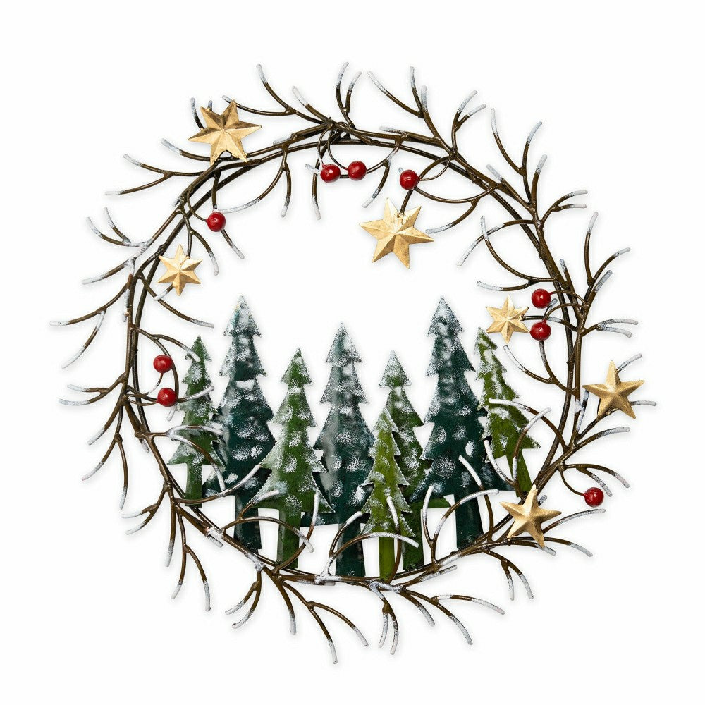 Handcrafted Trees and Stars Metal Indoor/Outdoor Wreath | Plow & Hearth