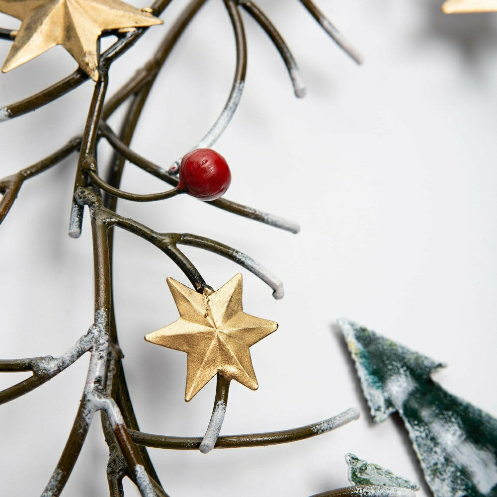 Handcrafted Trees and Stars Metal Indoor/Outdoor Wreath | Plow & Hearth