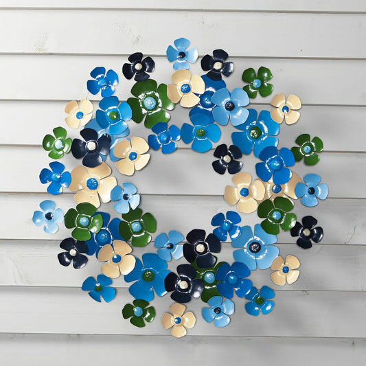 Blue Floral Metal Wreath | Plow & Hearth