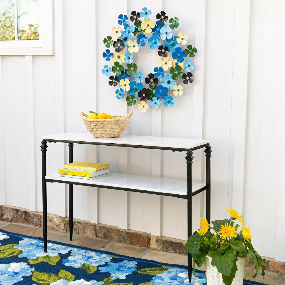 Blue Floral Metal Wreath | Plow & Hearth