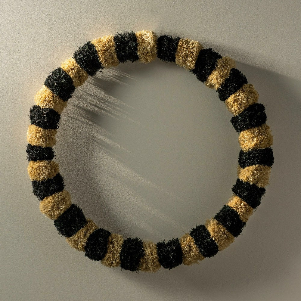 Black and White Striped Natural Grass Wreath | Plow & Hearth