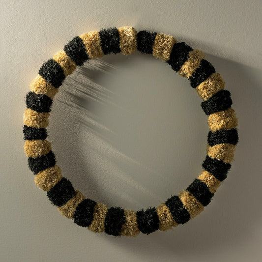 Black and White Striped Natural Grass Wreath | Plow & Hearth
