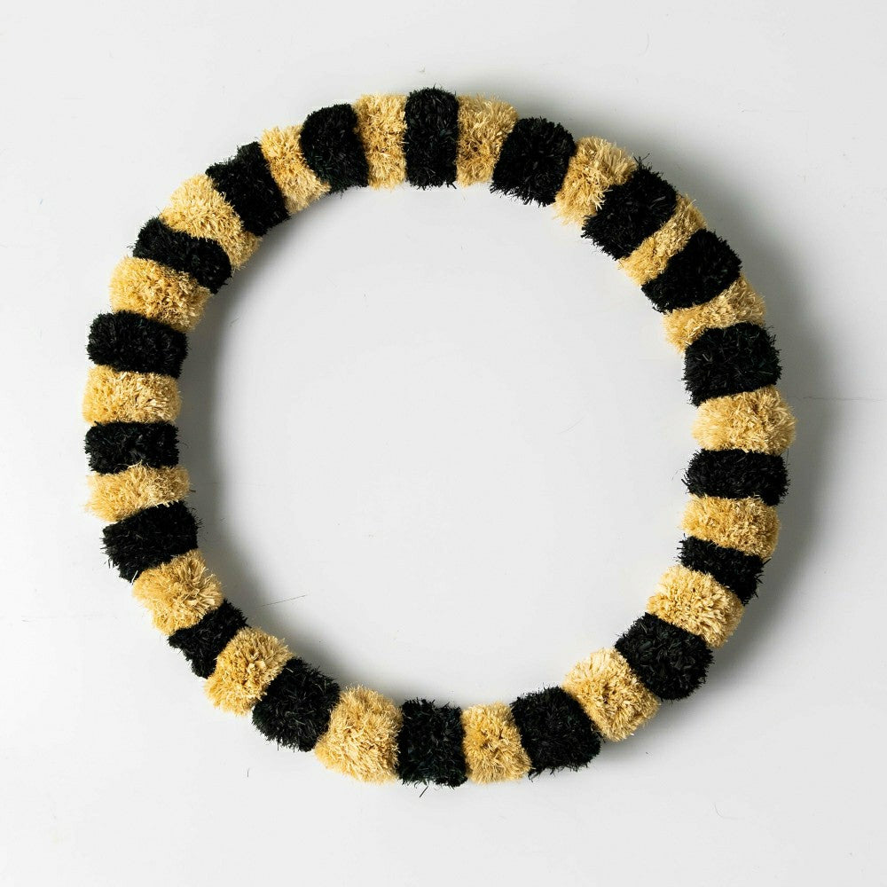 Black and White Striped Natural Grass Wreath | Plow & Hearth