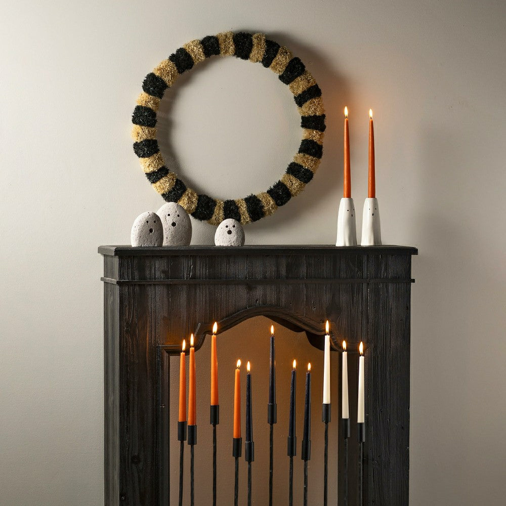Black and White Striped Natural Grass Wreath | Plow & Hearth