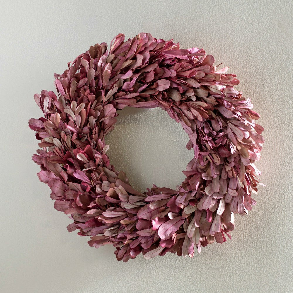 Dried 22" Natural Integrifolia Wreath, Blush | Plow & Hearth