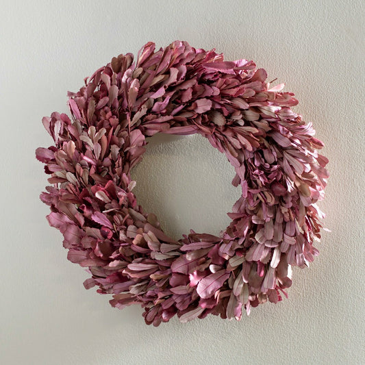Dried 22" Natural Integrifolia Wreath, Blush | Plow & Hearth