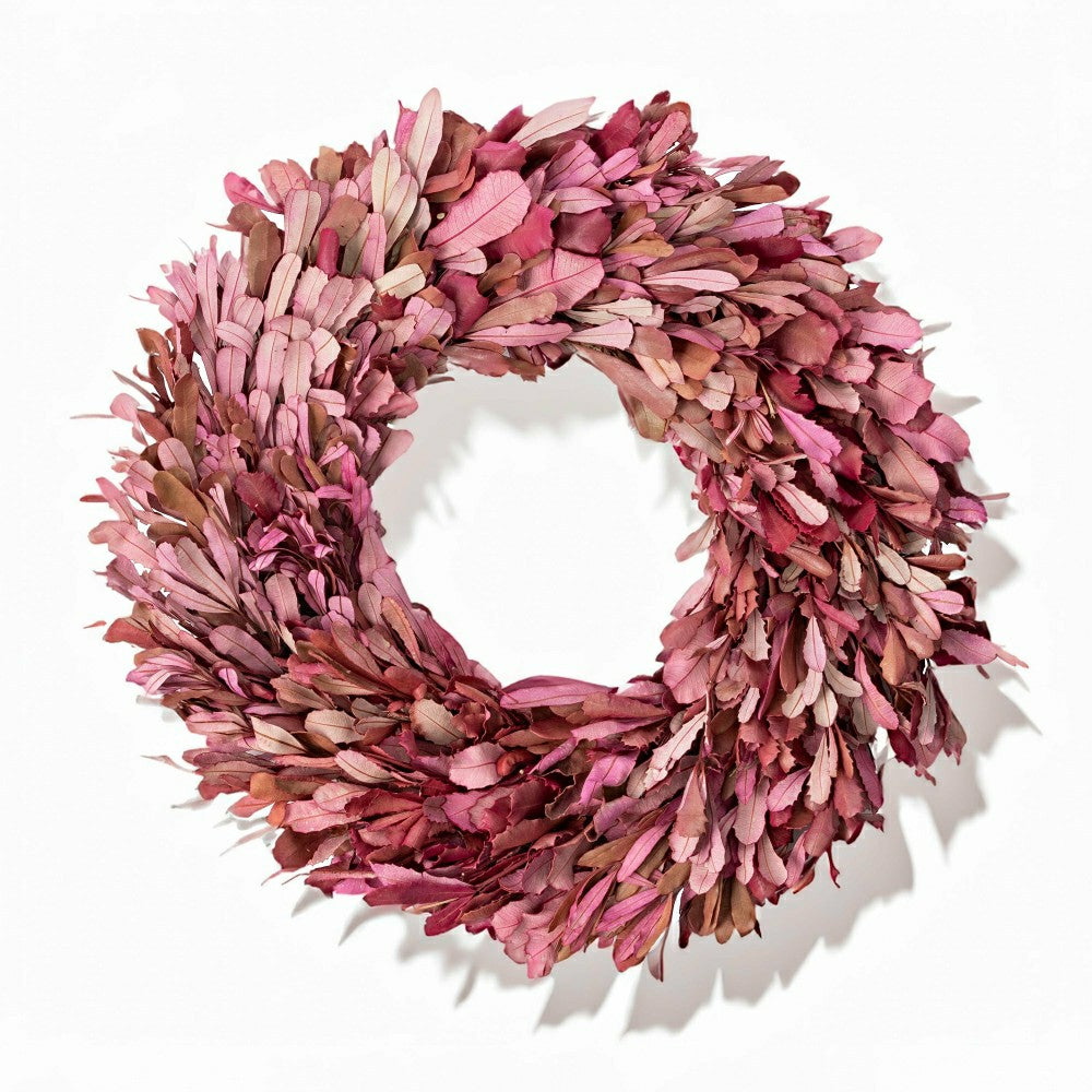 Dried 22" Natural Integrifolia Wreath, Blush | Plow & Hearth
