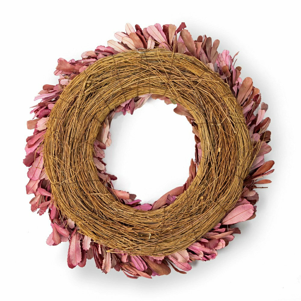Dried 22" Natural Integrifolia Wreath, Blush | Plow & Hearth