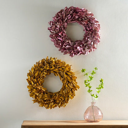 Dried 22" Natural Integrifolia Wreath, Blush | Plow & Hearth