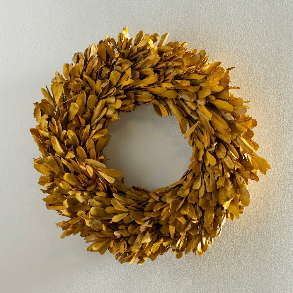 Dried 22" Natural Integrifolia Wreath, Saffron | Plow & Hearth