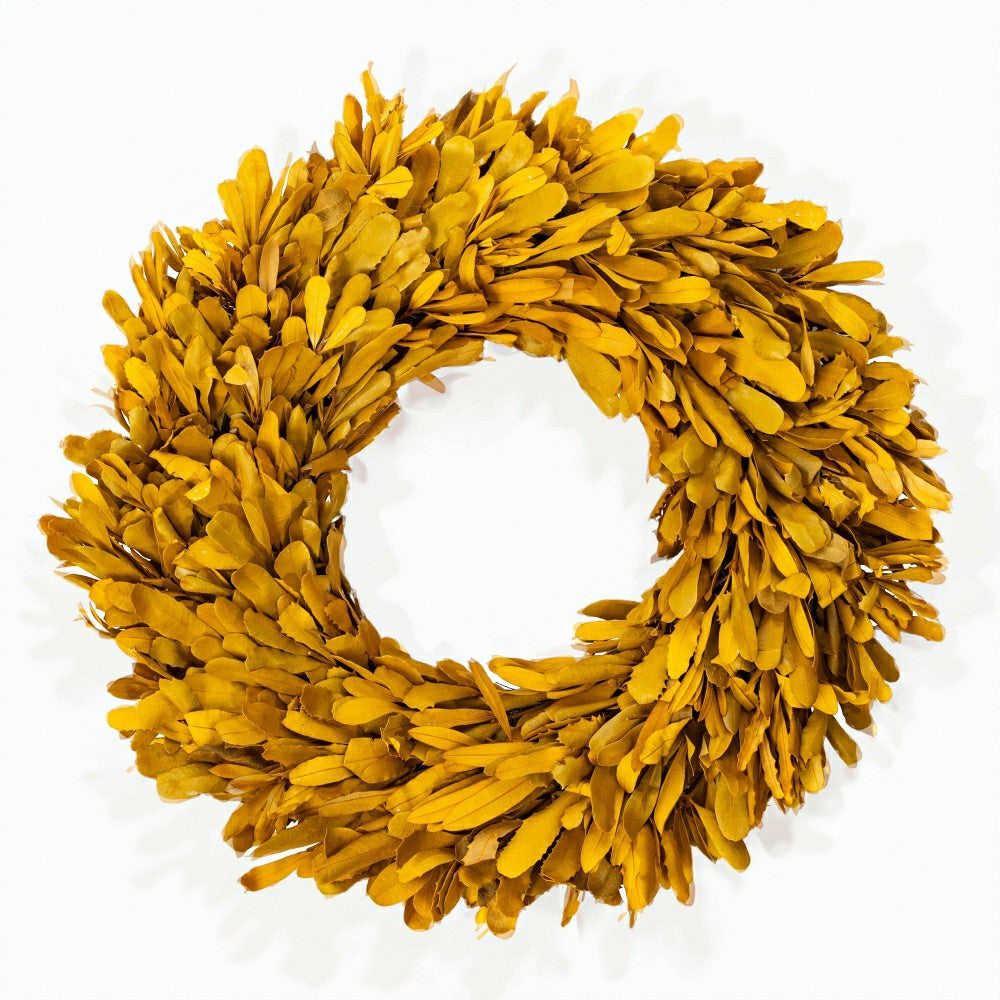 Dried 22" Natural Integrifolia Wreath, Saffron | Plow & Hearth