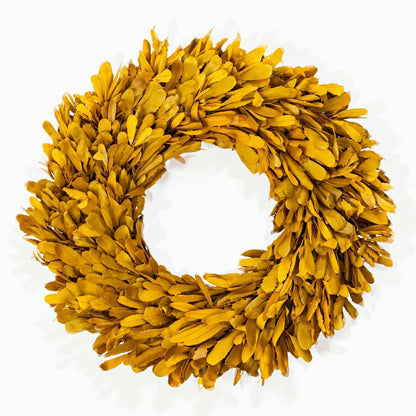Dried 22" Natural Integrifolia Wreath, Saffron | Plow & Hearth