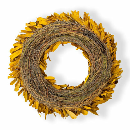Dried 22" Natural Integrifolia Wreath, Saffron | Plow & Hearth
