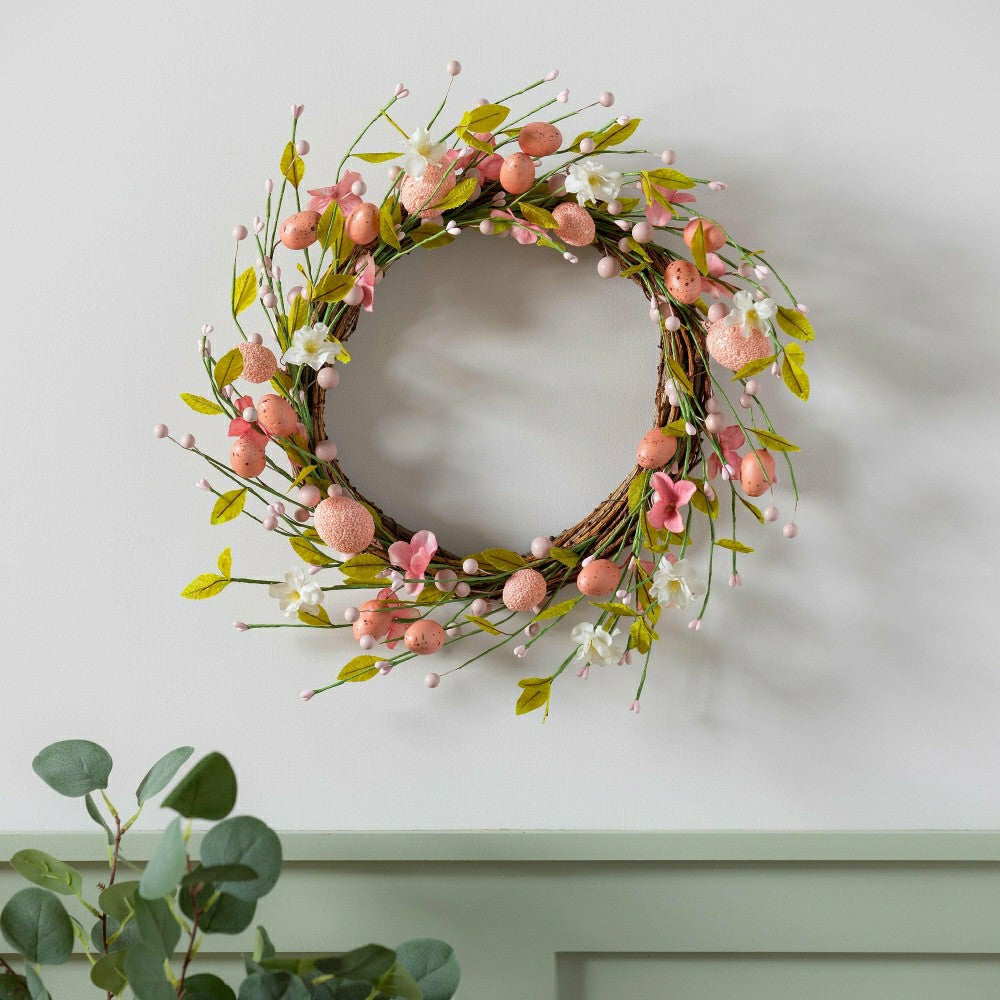 Bunny Blooms Wreath Easter Eggs, 16"H | Plow & Hearth