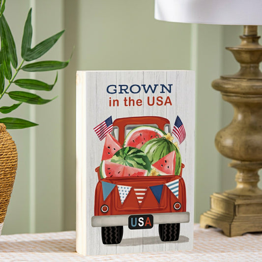 American Classic Sign Wood Block "Grown in the USA" Truck, 8"L x 12"H | Plow & Hearth