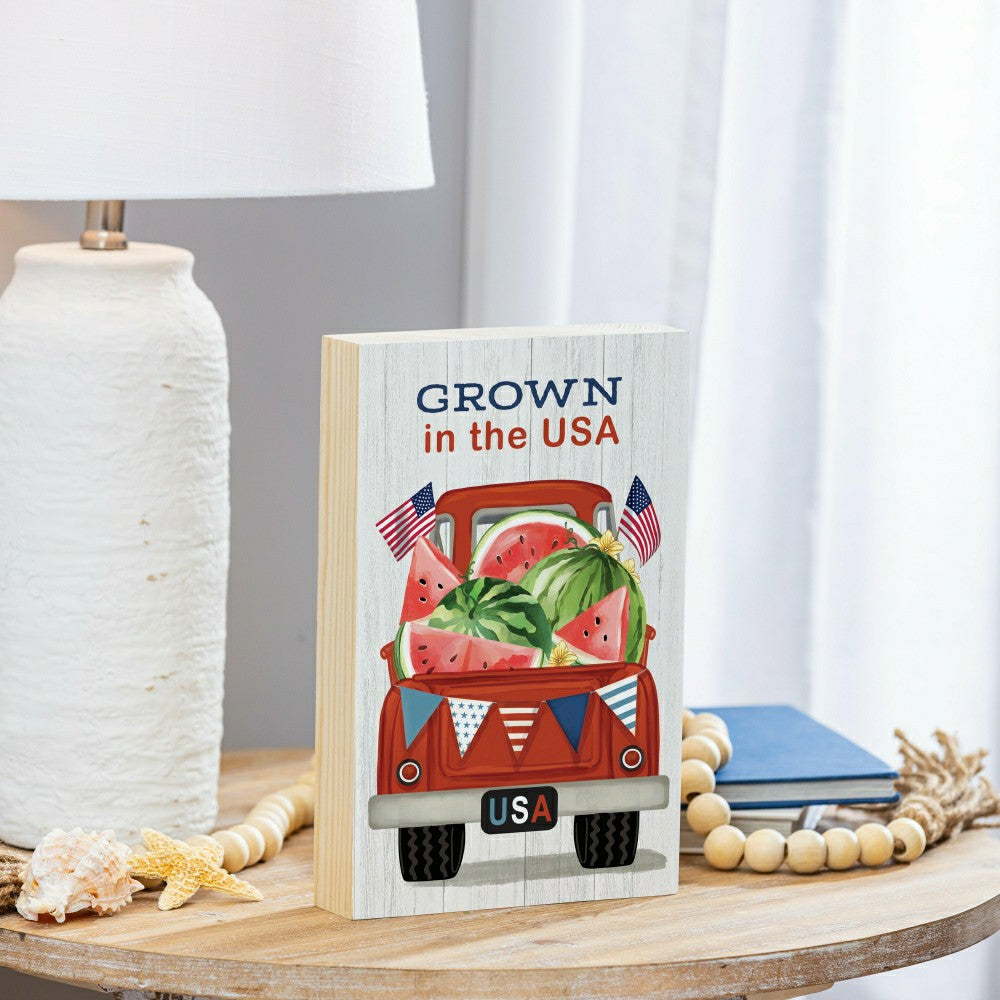American Classic Sign Wood Block "Grown in the USA" Truck, 8"L x 12"H | Plow & Hearth